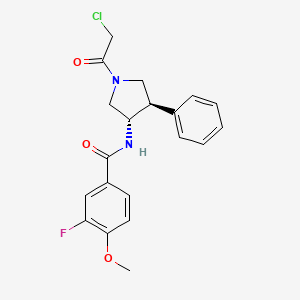 B2865226 N-[(3S,4R)-1-(2-Chloroacetyl)-4-phenylpyrrolidin-3-yl]-3-fluoro-4-methoxybenzamide CAS No. 2418594-05-3