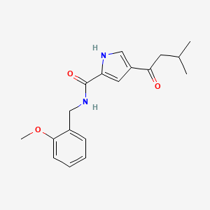 molecular formula C18H22N2O3 B2865282 N-[(2-methoxyphenyl)methyl]-4-(3-methylbutanoyl)-1H-pyrrole-2-carboxamide CAS No. 478259-26-6