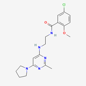 molecular formula C19H24ClN5O2 B2865302 5-chloro-2-methoxy-N-(2-((2-methyl-6-(pyrrolidin-1-yl)pyrimidin-4-yl)amino)ethyl)benzamide CAS No. 1206999-01-0