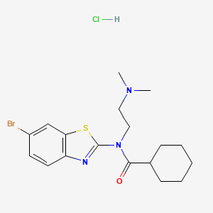 molecular formula C18H25BrClN3OS B2865309 N-(6-bromobenzo[d]thiazol-2-yl)-N-(2-(dimethylamino)ethyl)cyclohexanecarboxamide hydrochloride CAS No. 1215717-95-5