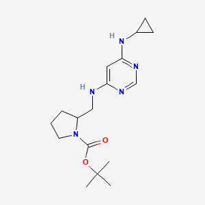 molecular formula C17H27N5O2 B2865332 tert-Butyl 2-(((6-(cyclopropylamino)pyrimidin-4-yl)amino)methyl)pyrrolidine-1-carboxylate CAS No. 1353946-94-7