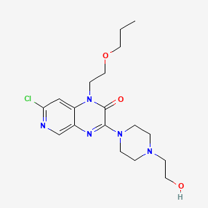 molecular formula C18H26ClN5O3 B2865343 7-chloro-3-[4-(2-hydroxyethyl)piperazin-1-yl]-1-(2-propoxyethyl)-1H,2H-pyrido[3,4-b]pyrazin-2-one CAS No. 954138-53-5