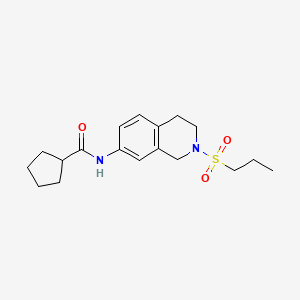 molecular formula C18H26N2O3S B2865349 N-(2-(propylsulfonyl)-1,2,3,4-tetrahydroisoquinolin-7-yl)cyclopentanecarboxamide CAS No. 955233-29-1