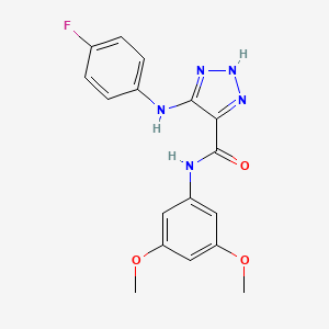 molecular formula C17H16FN5O3 B2865352 N-(3,5-dimethoxyphenyl)-5-[(4-fluorophenyl)amino]-1H-1,2,3-triazole-4-carboxamide CAS No. 1207018-96-9