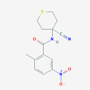 molecular formula C14H15N3O3S B2865372 N-(4-cyanothian-4-yl)-2-methyl-5-nitrobenzamide CAS No. 1797343-98-6