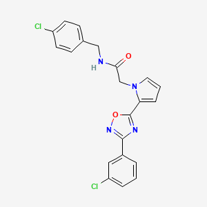 molecular formula C21H16Cl2N4O2 B2865378 N-(4-chlorobenzyl)-2-(2-(3-(3-chlorophenyl)-1,2,4-oxadiazol-5-yl)-1H-pyrrol-1-yl)acetamide CAS No. 1261018-38-5