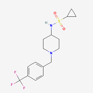 molecular formula C16H21F3N2O2S B2865381 N-(1-{[4-(trifluoromethyl)phenyl]methyl}piperidin-4-yl)cyclopropanesulfonamide CAS No. 2415552-04-2
