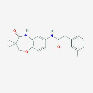 molecular formula C20H22N2O3 B2865384 N-(3,3-dimethyl-4-oxo-2,3,4,5-tetrahydrobenzo[b][1,4]oxazepin-7-yl)-2-(m-tolyl)acetamide CAS No. 921523-80-0