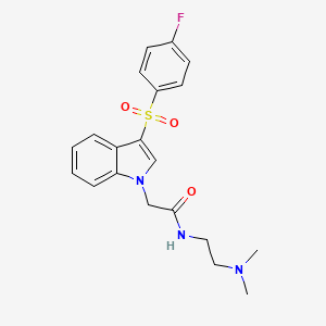 molecular formula C20H22FN3O3S B2865387 N-(2-(dimethylamino)ethyl)-2-(3-((4-fluorophenyl)sulfonyl)-1H-indol-1-yl)acetamide CAS No. 946322-18-5