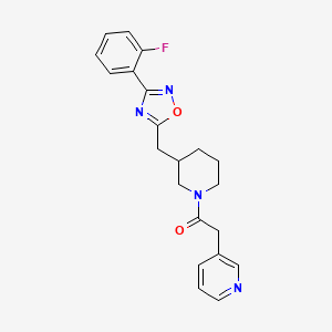 1-(3-((3-(2-Fluorophenyl)-1,2,4-oxadiazol-5-yl)methyl)piperidin-1-yl)-2-(pyridin-3-yl)ethanone