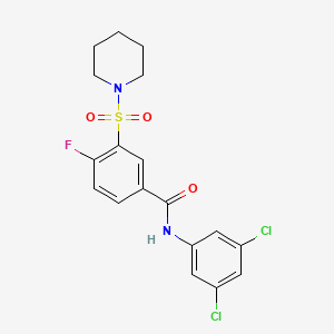N-(3,5-dichlorophenyl)-4-fluoro-3-piperidin-1-ylsulfonylbenzamide