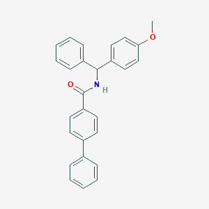 molecular formula C27H23NO2 B286544 N-[(4-methoxyphenyl)(phenyl)methyl][1,1'-biphenyl]-4-carboxamide 
