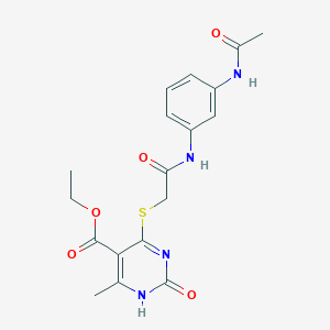 molecular formula C18H20N4O5S B2865460 ethyl 4-({[(3-acetamidophenyl)carbamoyl]methyl}sulfanyl)-6-methyl-2-oxo-1,2-dihydropyrimidine-5-carboxylate CAS No. 899957-20-1