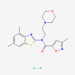 molecular formula C20H25ClN4O3S B2865463 N-(4,6-DIMETHYL-1,3-BENZOTHIAZOL-2-YL)-3-METHYL-N-[2-(MORPHOLIN-4-YL)ETHYL]-1,2-OXAZOLE-5-CARBOXAMIDE HYDROCHLORIDE CAS No. 1331177-67-3