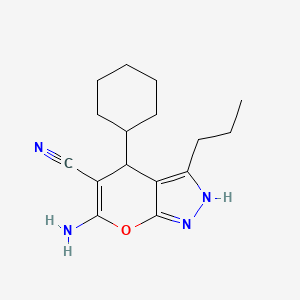 6-Amino-4-cyclohexyl-3-propyl-2,4-dihydropyrano[2,3-c]pyrazole-5-carbonitrile