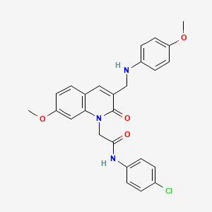 N-(4-chlorophenyl)-2-(7-methoxy-3-(((4-methoxyphenyl)amino)methyl)-2-oxoquinolin-1(2H)-yl)acetamide