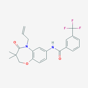 molecular formula C22H21F3N2O3 B2865503 N-(5-allyl-3,3-dimethyl-4-oxo-2,3,4,5-tetrahydrobenzo[b][1,4]oxazepin-7-yl)-3-(trifluoromethyl)benzamide CAS No. 921863-49-2