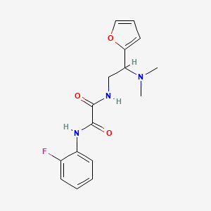 molecular formula C16H18FN3O3 B2865506 N1-(2-(dimethylamino)-2-(furan-2-yl)ethyl)-N2-(2-fluorophenyl)oxalamide CAS No. 941870-61-7