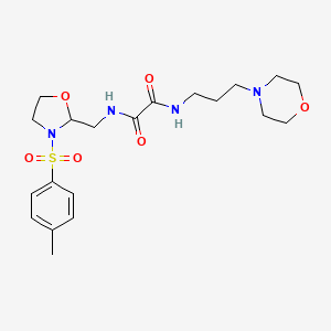 molecular formula C20H30N4O6S B2865522 N1-(3-morpholinopropyl)-N2-((3-tosyloxazolidin-2-yl)methyl)oxalamide CAS No. 874805-92-2