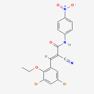 B2865531 (E)-2-cyano-3-(3,5-dibromo-2-ethoxyphenyl)-N-(4-nitrophenyl)prop-2-enamide CAS No. 380478-08-0