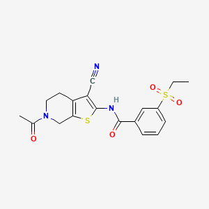 molecular formula C19H19N3O4S2 B2865545 N-{6-acetyl-3-cyano-4H,5H,6H,7H-thieno[2,3-c]pyridin-2-yl}-3-(ethanesulfonyl)benzamide CAS No. 886918-81-6