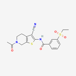 molecular formula C19H19N3O4S2 B2865545 N-(6-acetyl-3-cyano-5,7-dihydro-4H-thieno[2,3-c]pyridin-2-yl)-3-ethylsulfonylbenzamide CAS No. 886918-81-6