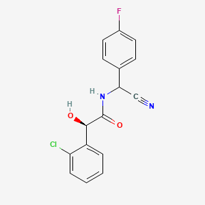 molecular formula C16H12ClFN2O2 B2865557 (2R)-2-(2-chlorophenyl)-N-[cyano(4-fluorophenyl)methyl]-2-hydroxyacetamide CAS No. 2094046-72-5