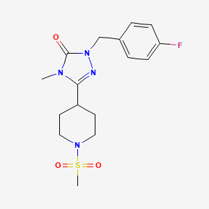 molecular formula C16H21FN4O3S B2865561 1-(4-fluorobenzyl)-4-methyl-3-(1-(methylsulfonyl)piperidin-4-yl)-1H-1,2,4-triazol-5(4H)-one CAS No. 1105211-35-5