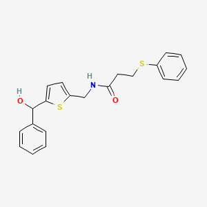 B2865598 N-((5-(hydroxy(phenyl)methyl)thiophen-2-yl)methyl)-3-(phenylthio)propanamide CAS No. 1797601-53-6