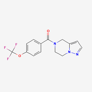 molecular formula C14H12F3N3O2 B2865608 (6,7-dihydropyrazolo[1,5-a]pyrazin-5(4H)-yl)(4-(trifluoromethoxy)phenyl)methanone CAS No. 2034545-55-4