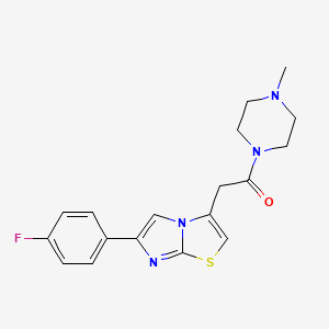 molecular formula C18H19FN4OS B2865615 2-(6-(4-Fluorophenyl)imidazo[2,1-b]thiazol-3-yl)-1-(4-methylpiperazin-1-yl)ethanone CAS No. 897464-32-3