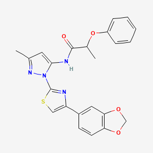 molecular formula C23H20N4O4S B2865616 N-(1-(4-(benzo[d][1,3]dioxol-5-yl)thiazol-2-yl)-3-methyl-1H-pyrazol-5-yl)-2-phenoxypropanamide CAS No. 1019101-21-3