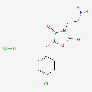 molecular formula C12H14Cl2N2O3 B2865619 3-(2-Aminoethyl)-5-(4-chlorobenzyl)oxazolidine-2,4-dione hydrochloride CAS No. 1197231-05-2