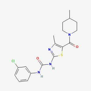 molecular formula C18H21ClN4O2S B2865622 1-(3-Chlorophenyl)-3-(4-methyl-5-(4-methylpiperidine-1-carbonyl)thiazol-2-yl)urea CAS No. 941916-44-5