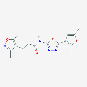 molecular formula C16H18N4O4 B2865623 N-(5-(2,5-二甲基呋喃-3-基)-1,3,4-恶二唑-2-基)-3-(3,5-二甲基异恶唑-4-基)丙酰胺 CAS No. 1286710-82-4