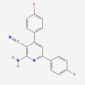 molecular formula C18H11F2N3 B2865624 2-Amino-4,6-bis(4-fluorophenyl)pyridine-3-carbonitrile CAS No. 171254-52-7