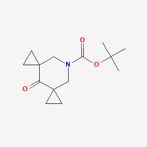 molecular formula C14H21NO3 B2865628 9-Azadispiro[2.1.2.3]decane-9-carboxylic acid, 4-oxo-, 1,1-dimethylethyl ester CAS No. 1028320-34-4
