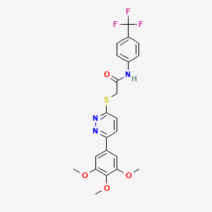 molecular formula C22H20F3N3O4S B2865632 N-(4-(trifluoromethyl)phenyl)-2-((6-(3,4,5-trimethoxyphenyl)pyridazin-3-yl)thio)acetamide CAS No. 899968-69-5