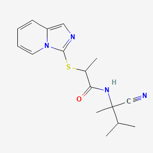 molecular formula C16H20N4OS B2865678 N-(1-cyano-1,2-dimethylpropyl)-2-{imidazo[1,5-a]pyridin-3-ylsulfanyl}propanamide CAS No. 1181086-48-5