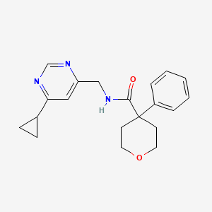 molecular formula C20H23N3O2 B2865713 N-[(6-cyclopropylpyrimidin-4-yl)methyl]-4-phenyloxane-4-carboxamide CAS No. 2176069-29-5