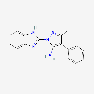 molecular formula C17H15N5 B2865729 1-(1H-benzo[d]imidazol-2-yl)-3-methyl-4-phenyl-1H-pyrazol-5-amine CAS No. 890645-46-2