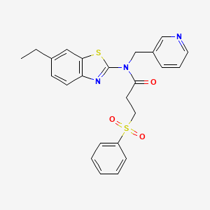 molecular formula C24H23N3O3S2 B2865761 N-(6-ethylbenzo[d]thiazol-2-yl)-3-(phenylsulfonyl)-N-(pyridin-3-ylmethyl)propanamide CAS No. 894997-21-8