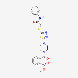 molecular formula C23H23N5O4S2 B2865793 Methyl 2-(4-(5-((2-oxo-2-(phenylamino)ethyl)thio)-1,3,4-thiadiazol-2-yl)piperazine-1-carbonyl)benzoate CAS No. 1105199-07-2