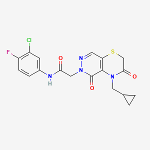 molecular formula C18H16ClFN4O3S B2865808 N-(3-chloro-4-fluorophenyl)-2-[4-(cyclopropylmethyl)-3,5-dioxo-2H,3H,4H,5H,6H-pyridazino[4,5-b][1,4]thiazin-6-yl]acetamide CAS No. 1251585-29-1