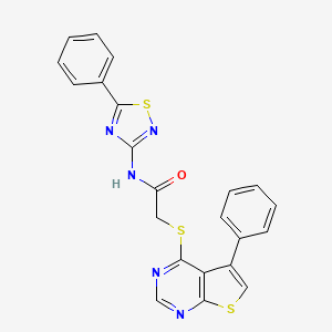 molecular formula C22H15N5OS3 B2865856 N-(5-phenyl-1,2,4-thiadiazol-3-yl)-2-({5-phenylthieno[2,3-d]pyrimidin-4-yl}sulfanyl)acetamide CAS No. 671200-30-9