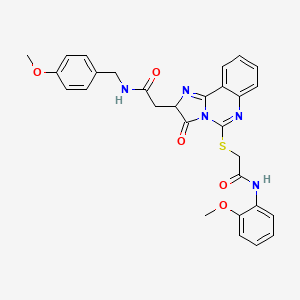 2-[5-[2-(2-methoxyanilino)-2-oxoethyl]sulfanyl-3-oxo-2H-imidazo[1,2-c]quinazolin-2-yl]-N-[(4-methoxyphenyl)methyl]acetamide