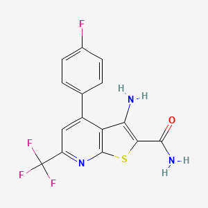 3-Amino-4-(4-fluorophenyl)-6-(trifluoromethyl)thieno[2,3-b]pyridine-2-carboxamide