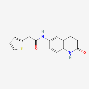 molecular formula C15H14N2O2S B2865907 N-(2-oxo-1,2,3,4-tetrahydroquinolin-6-yl)-2-(thiophen-2-yl)acetamide CAS No. 921999-96-4
