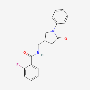 2-fluoro-N-((5-oxo-1-phenylpyrrolidin-3-yl)methyl)benzamide