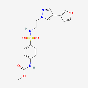molecular formula C17H18N4O5S B2865925 methyl (4-(N-(2-(4-(furan-3-yl)-1H-pyrazol-1-yl)ethyl)sulfamoyl)phenyl)carbamate CAS No. 2034554-34-0